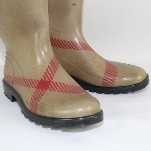 BURBERRY Ladies Check Rain Boots US 7/ EU 37 - Picture 2 of 6